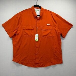 Ocean & Coast Ocean Advantage Shirt Mens 2XL Orange Fishing Wicking Button‎ NEW
